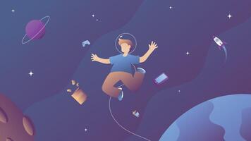 illustration of a gamer floating in space vector
