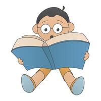 a little boy reading a book vector