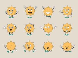 sun mascot with various poses vector