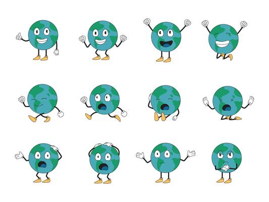 earth mascot with various poses