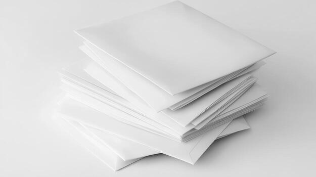 Stacked blank sheets of paper arranged neatly on a white background photo