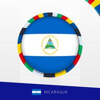 Nicaragua Flag with Colorful Circle Border. vector
