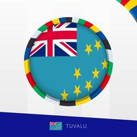 Tuvalu Flag with Colorful Circle Border. vector