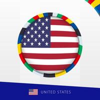 USA Flag with Colorful Circle Border. vector