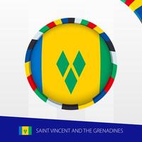 Saint Vincent and the Grenadines Flag with Colorful Circle Border. vector
