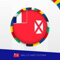 Wallis and Futuna Flag with Colorful Circle Border. vector