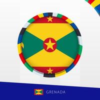 Grenada Flag with Colorful Circle Border. vector