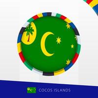 Cocos Islands Flag with Colorful Circle Border. vector