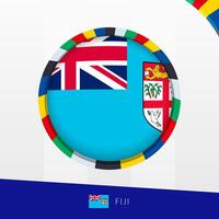 Fiji Flag with Colorful Circle Border. vector