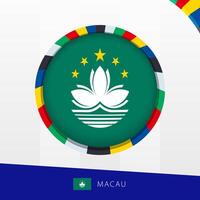 Macau Flag with Colorful Circle Border. vector
