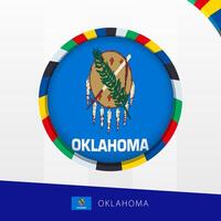 Oklahoma Flag with Colorful Circle Border. vector