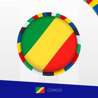Congo Flag with Colorful Circle Border. vector