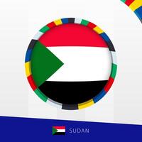 Sudan Flag with Colorful Circle Border. vector
