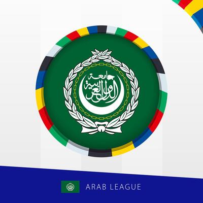 Arab League Flag with Colorful Circle Border.