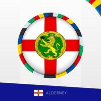 Alderney Flag with Colorful Circle Border. vector