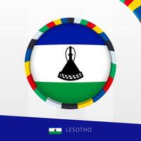 Lesotho Flag with Colorful Circle Border. vector