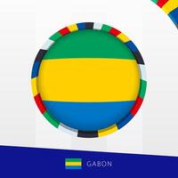 Gabon Flag with Colorful Circle Border. vector