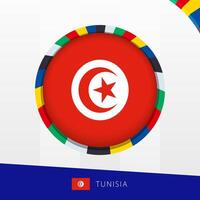 Tunisia Flag with Colorful Circle Border. vector