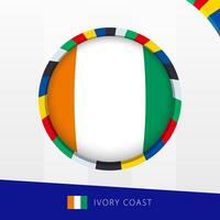 Ivory Coast Flag with Colorful Circle Border. vector