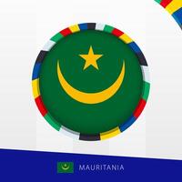 Mauritania Flag with Colorful Circle Border. vector