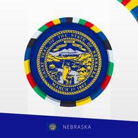 Nebraska Flag with Colorful Circle Border. vector