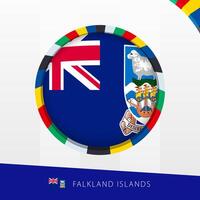 Falkland Islands Flag with Colorful Circle Border. vector