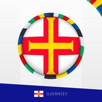 Guernsey Flag with Colorful Circle Border. vector
