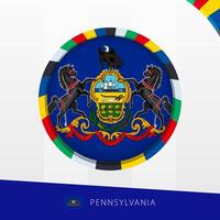 Pennsylvania Flag with Colorful Circle Border. vector