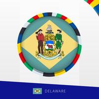 Delaware Flag with Colorful Circle Border. vector