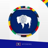 Wyoming Flag with Colorful Circle Border. vector