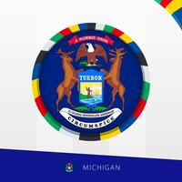 Michigan Flag with Colorful Circle Border. vector