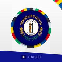 Kentucky Flag with Colorful Circle Border. vector