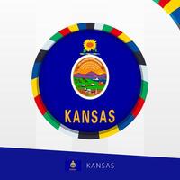 Kansas Flag with Colorful Circle Border. vector