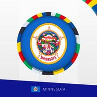 Minnesota Flag with Colorful Circle Border. vector