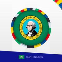 Washington Flag with Colorful Circle Border. vector