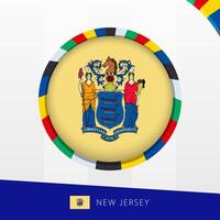 New Jersey Flag with Colorful Circle Border. vector