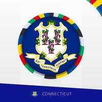 Connecticut Flag with Colorful Circle Border. vector