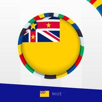 Niue Flag with Colorful Circle Border. vector