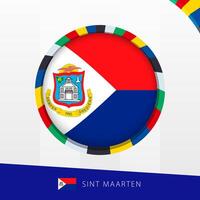Sint Maarten Flag with Colorful Circle Border. vector