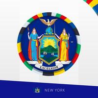 New York Flag with Colorful Circle Border. vector