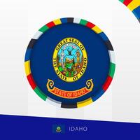 Idaho Flag with Colorful Circle Border. vector