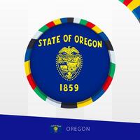 Oregon Flag with Colorful Circle Border. vector