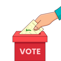 Voting concept with hand putting voting paper into the ballot box png