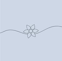 Flower line art illustration on blue background. Line art design. vector