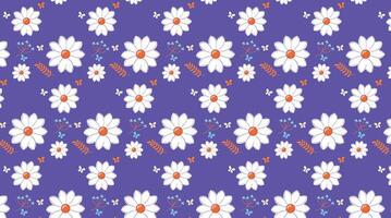 bloosm floral seamless pattern with a blue background and a tiny butterfly. vector