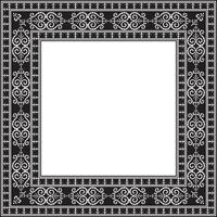 monochrome black square Yakut ornament. An endless rectangular border, a frame of the northern peoples of the Far East. vector