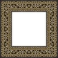 square gold with black border, frame, Pompeii. Rectangle Neopolitan ornament. Art of Ancient Rome. Template for stained glass vector