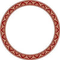 gold with red round Turkish ornament. Ottoman circle, ring, frame. vector