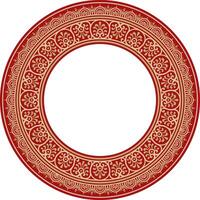round gold with red border, frame, Pompeii ring. Circle Neopolitan ornament. Art of Ancient Rome. vector