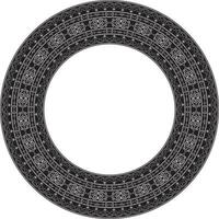 monochrome black round Yakut ornament. Endless circle, border, frame of the northern peoples of the Far East. vector